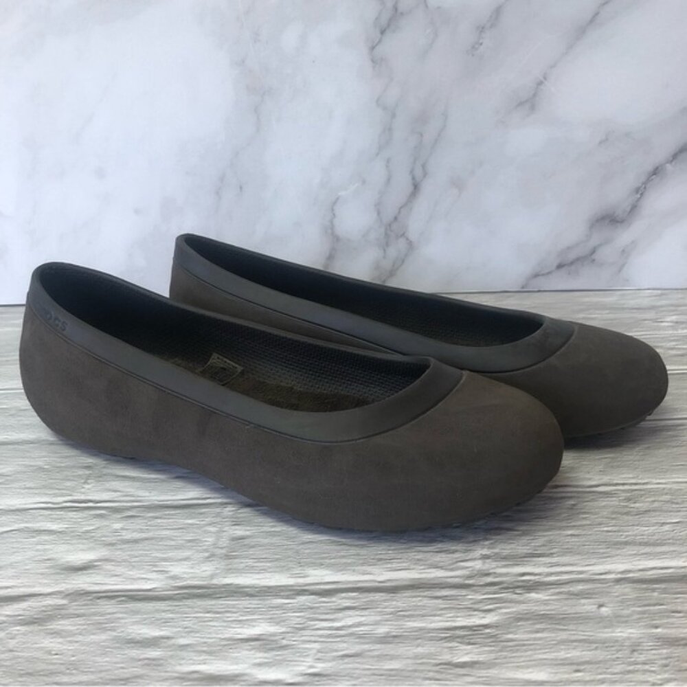 Crocs Mammoth Flats Womens Brown Ballet Fur Lined Shoes Size 8